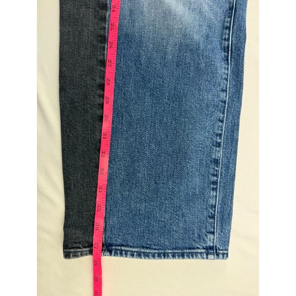 MOTHER Lil Half Pipe Flood High Waist Ankle Wide Leg Jeans Black and Blue Sz 27 - Picture 13 of 13